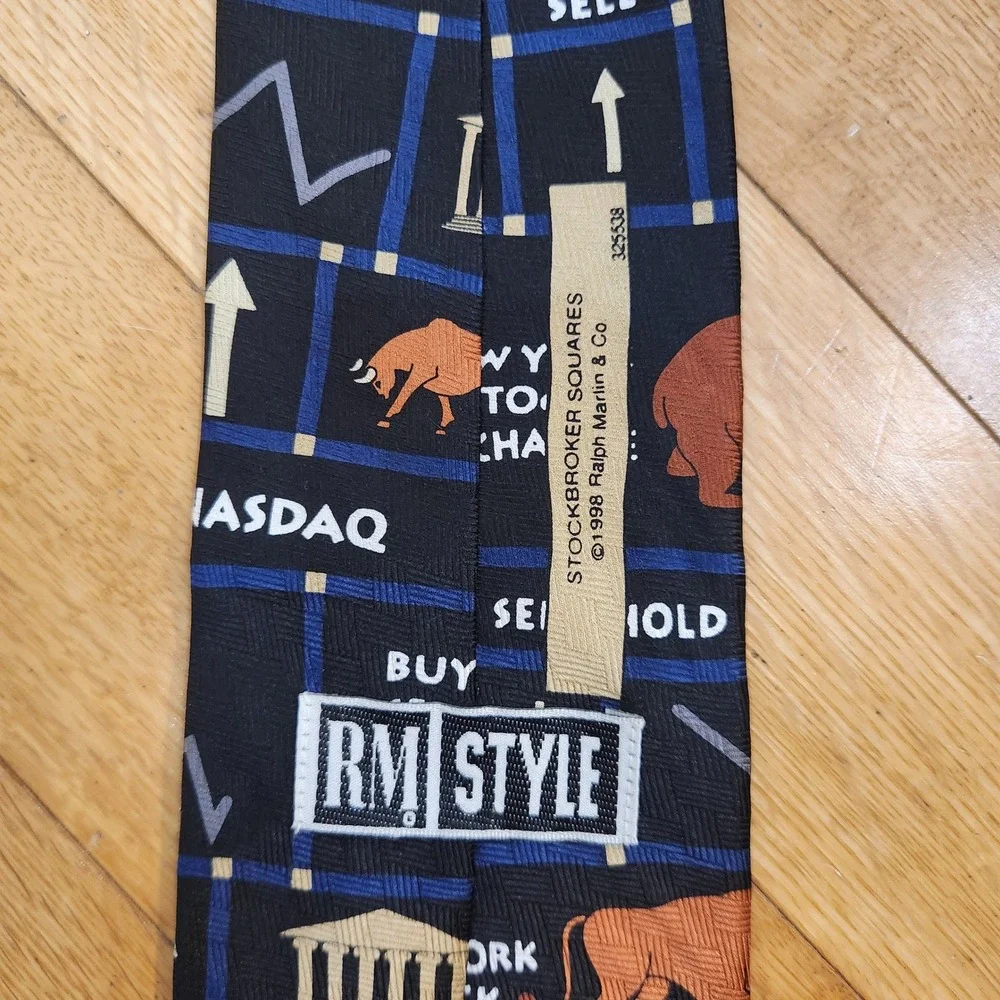 Stockbroker Squares 1998 Bull‎ Bear Markets Silk Necktie New York Stock Exchange